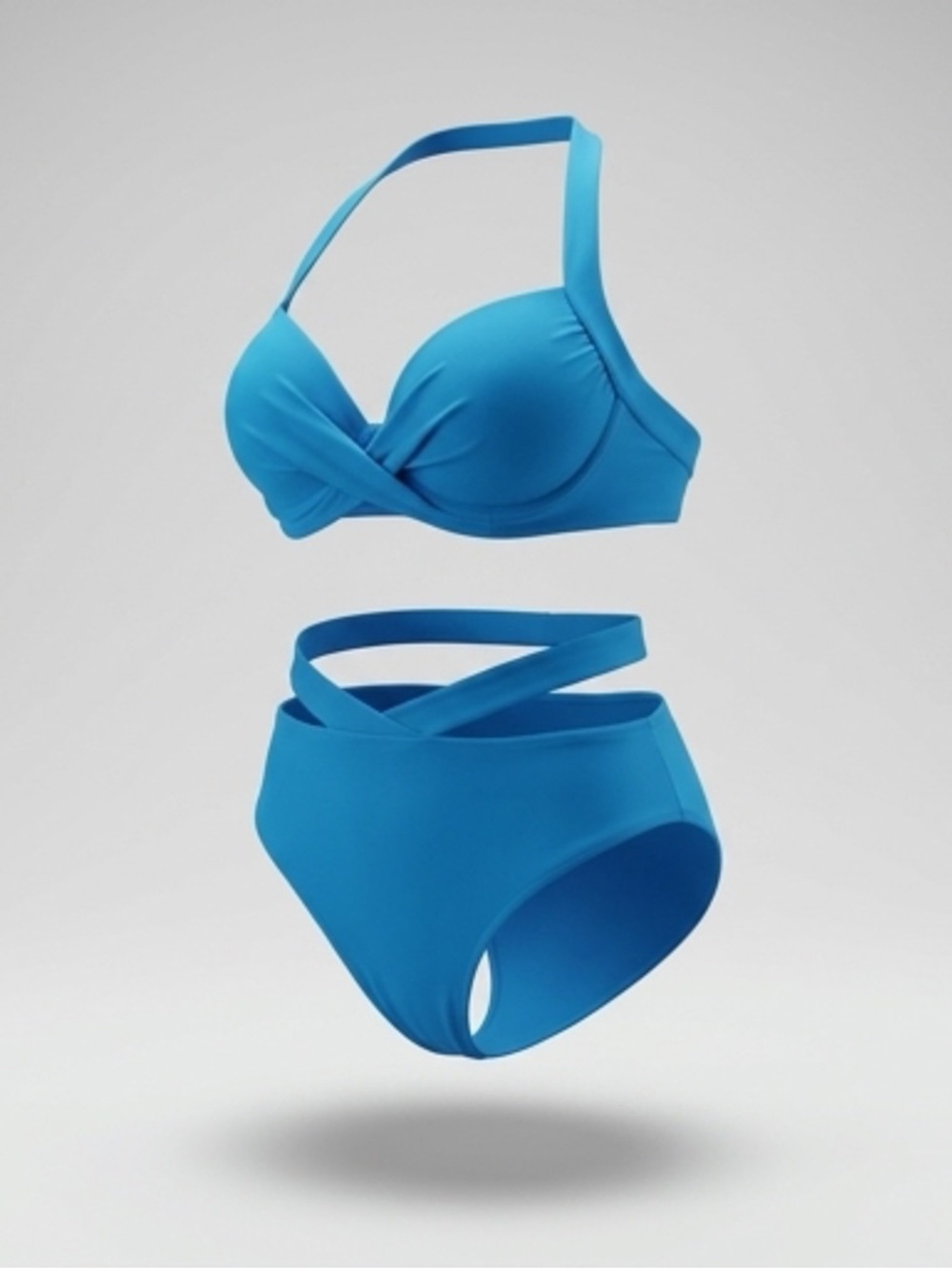 Vibrant Blue High-Waisted Bikini with Modern Cutouts